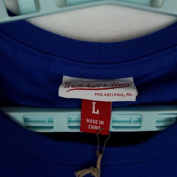 New York Mets Mitchell &‎ Ness MLB Large Shirt Distressed Logo Blue Orange NWT - Picture 7 of 9